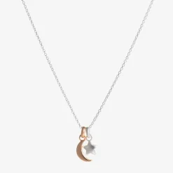 Little Star Girls Sterling Silver Star & Moon Necklace (38cm) Online