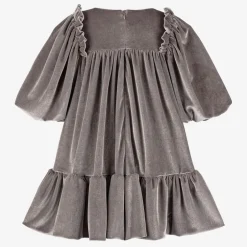 Jessie and James London Girls Taupe Grey Velour Dress Sale
