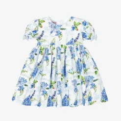 Phi Clothing Girls White & Blue Floral Cotton Dress Discount