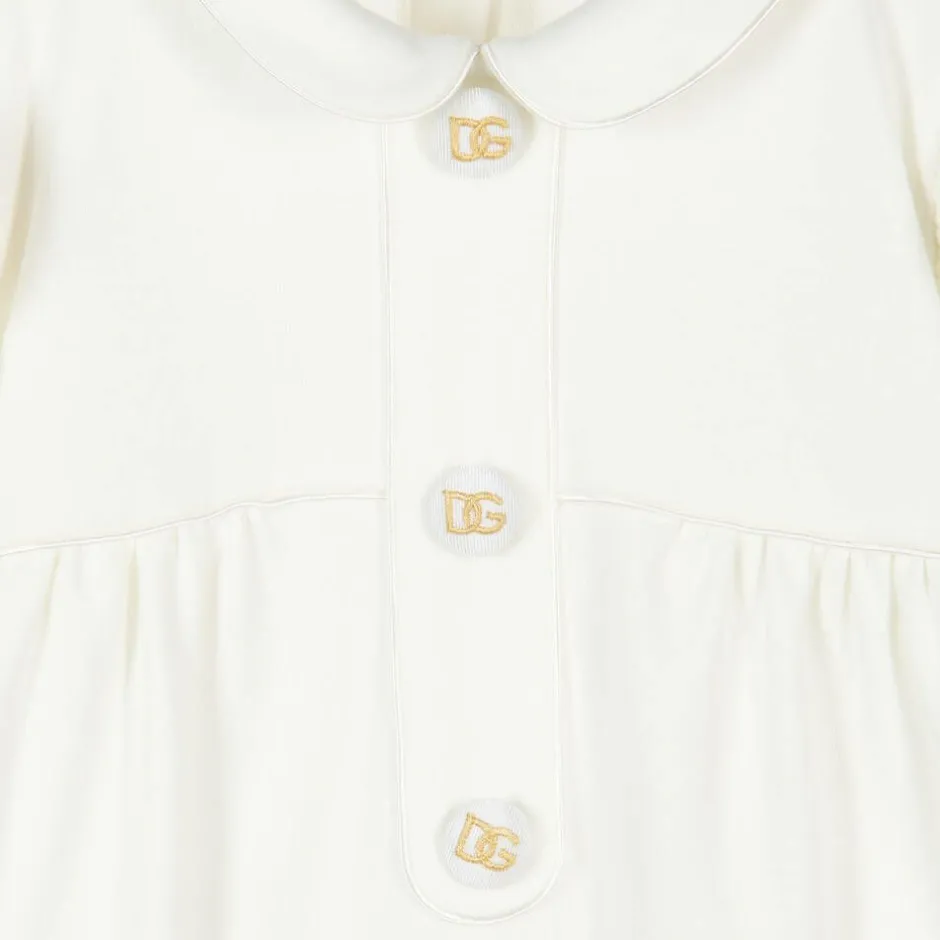Dolce amp; Gabbana Girls White & Gold Cotton Babygrow Gift Set Sale