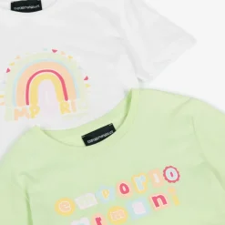 Emporio Armani Girls White & Green Cotton T-Shirts (2 Pack) Best
