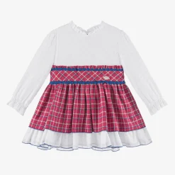 Miranda Girls White & Pink Check Dress Best