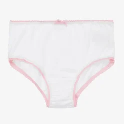 Childrensalon Essentials Girls White & Pink Cotton Knickers (5 Pack) New