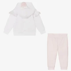 Sofija Girls White & Pink Cotton Tracksuit Online