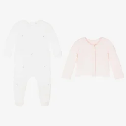 Emile et Rose Girls White & Pink Cotton Babygrow Set Discount