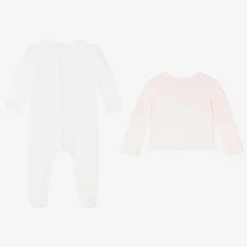 Emile et Rose Girls White & Pink Cotton Babygrow Set Discount