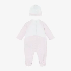 Balmain Girls White & Pink Cotton Babygrow Gift Set Online
