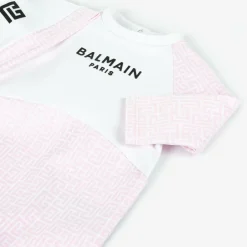 Balmain Girls White & Pink Cotton Babygrow Gift Set Online