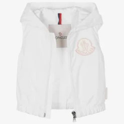 Moncler Enfant Girls White & Pink Essien Hooded Gilet Online