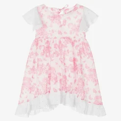Selini Action Girls White & Pink Floral Beach Dress
