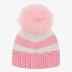 Monnalisa Girls White & Pink Knitted Beanie Hat Hot
