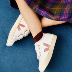 VEJA Girls White & Pink Leather Esplar Trainers Online