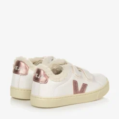 VEJA Girls White & Pink Leather Esplar Trainers Online
