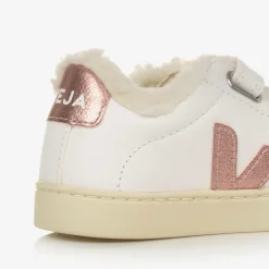 VEJA Girls White & Pink Leather Esplar Trainers Online
