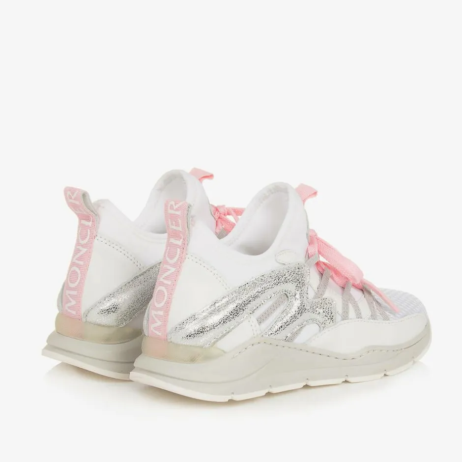 Moncler Enfant Girls White & Pink Trainers Outlet