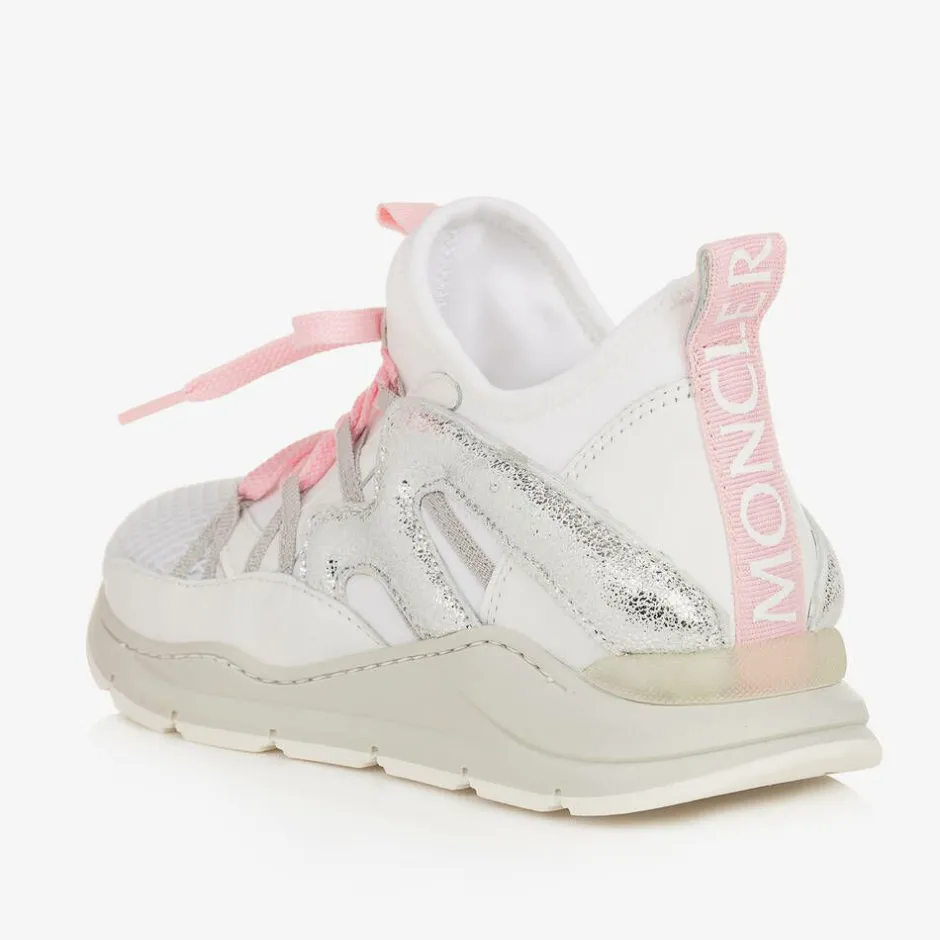 Moncler Enfant Girls White & Pink Trainers Outlet