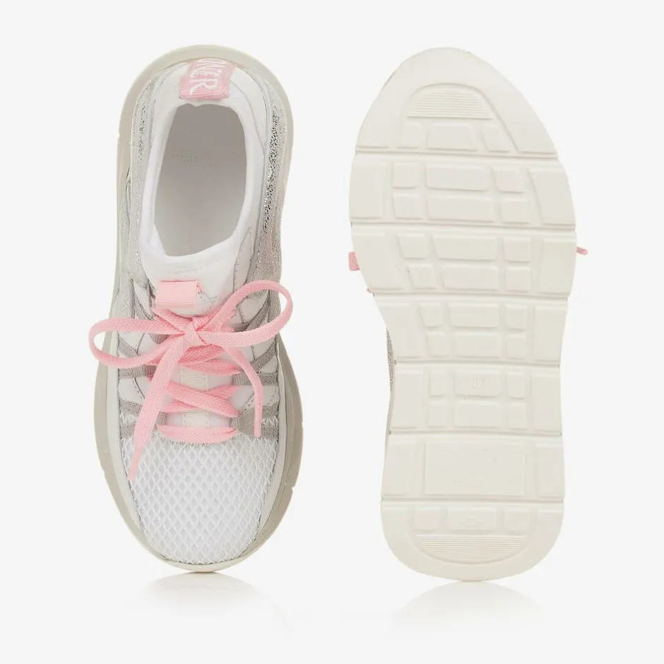 Moncler Enfant Girls White & Pink Trainers Outlet