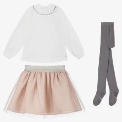 Tutto Piccolo Girls White & Pink Tulle Skirt Set Best