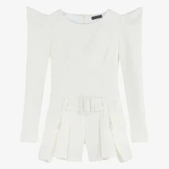 Fun amp; Fun Girls White Belted Playsuit