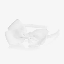 Peach Ribbons Girls White Bow Hairband Discount