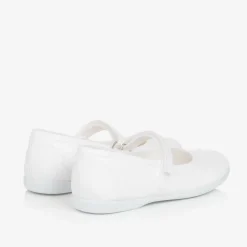 Pisamonas Girls White Canvas Bar Shoes New