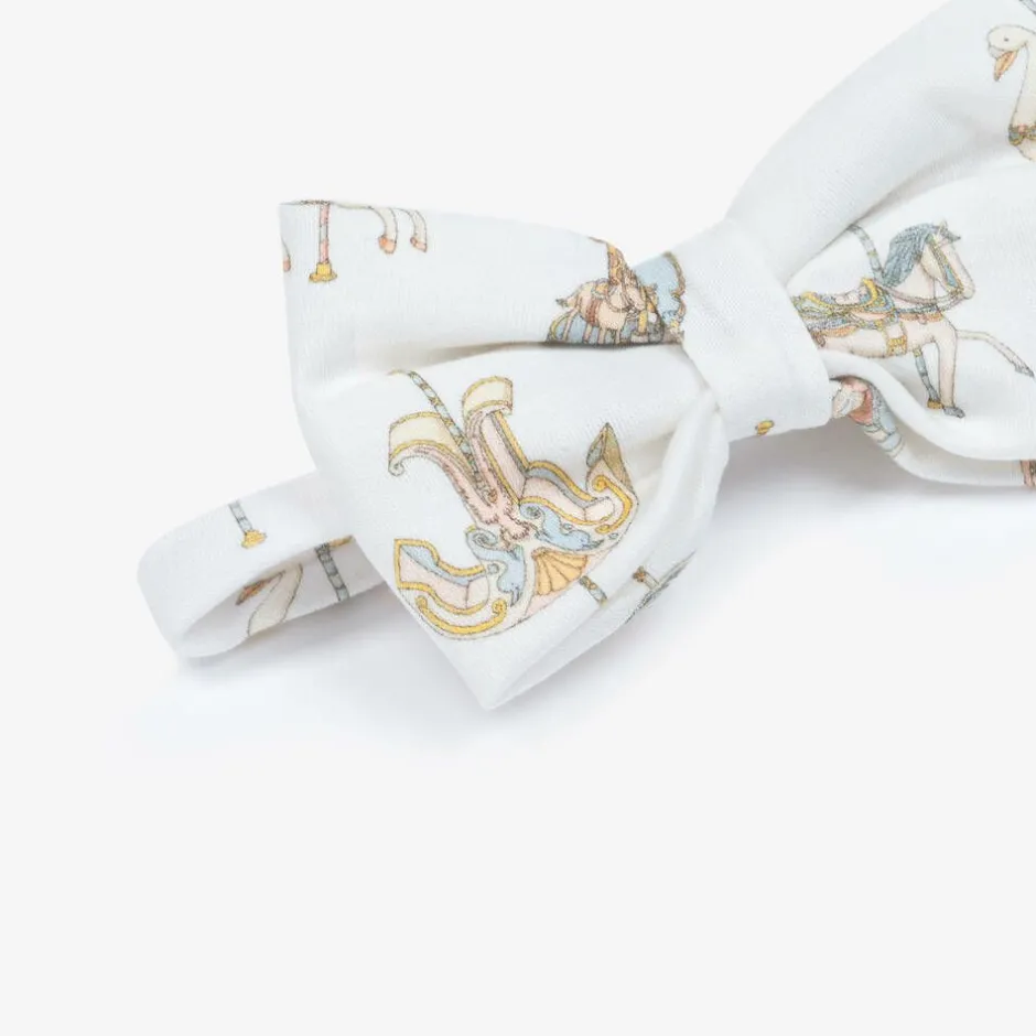 Atelier Choux Paris Girls White Carousel Print Cotton Headband New
