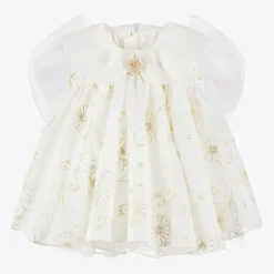 Junona Girls White Chiffon Embroidered Dress Sale