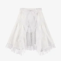 Selini Action Girls White Cotton & Tulle Beach Skirt New