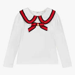 Patachou Girls White Cotton Bow Top Discount