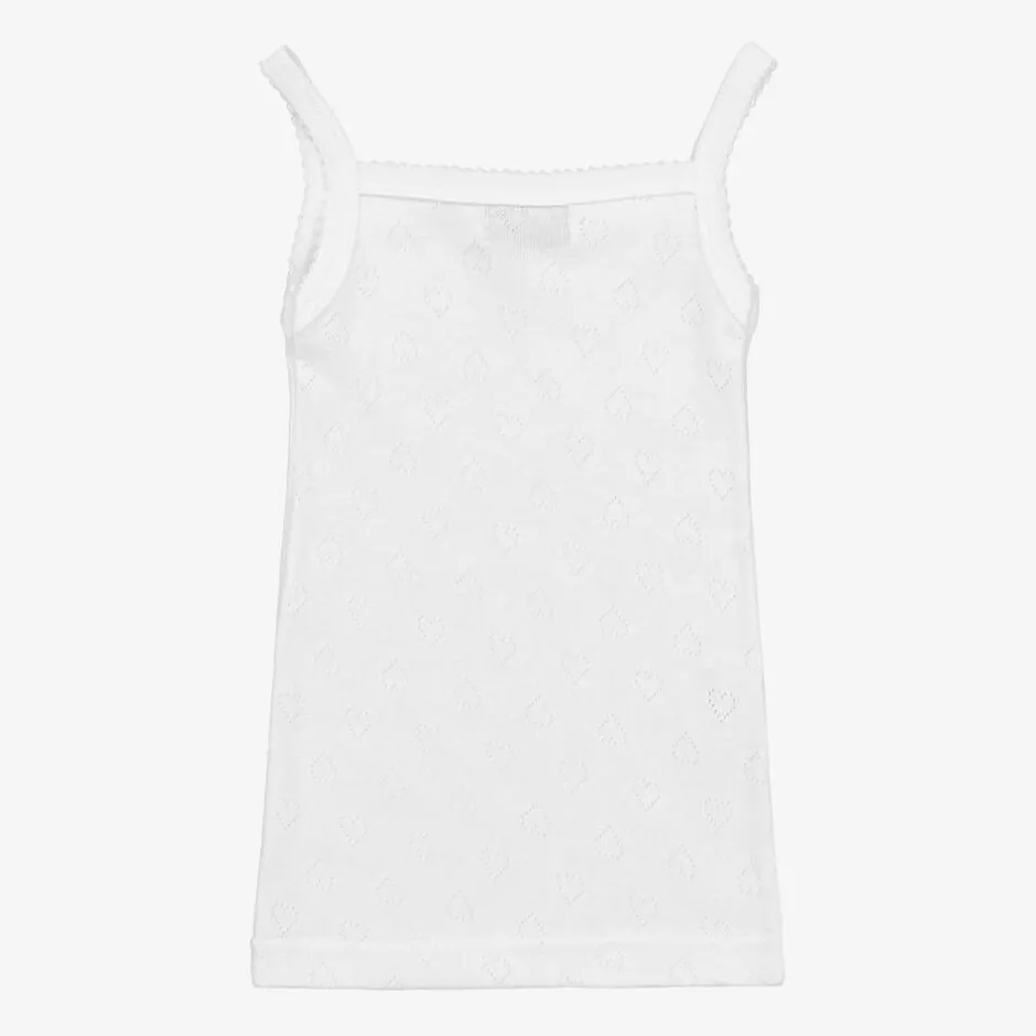 Babidu Girls White Cotton Camisole Vest