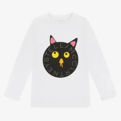 Stella McCartney Kids Girls White Cotton Cat Top Clearance
