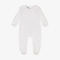 Babidu Girls White Cotton Duck Print Babygrow Clearance