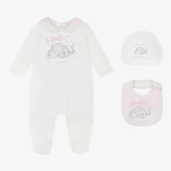 Monnalisa Girls White Cotton Dumbo Babygrow Set New