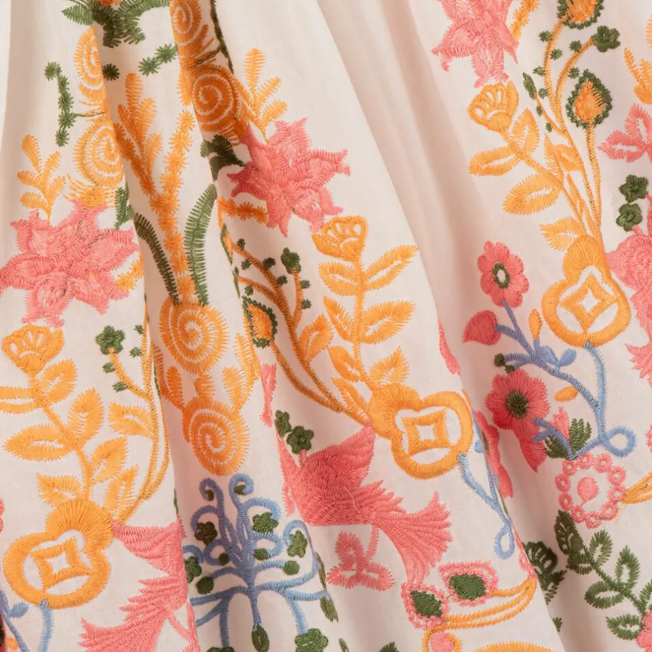 Marlo Kids Girls White Cotton Embroidered Floral Dress Discount