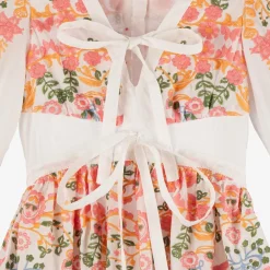 Marlo Kids Girls White Cotton Embroidered Floral Dress Best