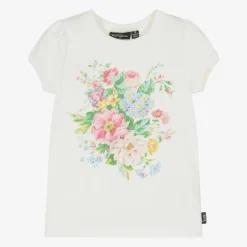 Rock Your Baby Girls White Cotton Floral T-Shirt Online