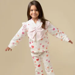Caramelo Kids Girls White Cotton Heart Print Tracksuit Hot