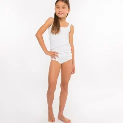 Claesens Girls White Cotton Jersey Vest Outlet