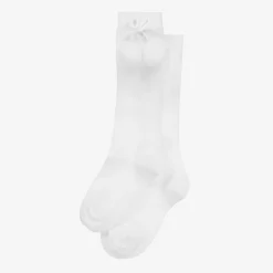 Carlomagno Girls White Cotton Knee Length Socks Best