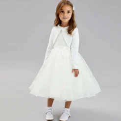 Beatrice amp; George Girls White Cotton Knit Bolero Cardigan Clearance