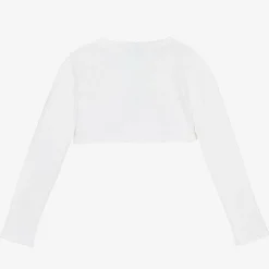 Beatrice amp; George Girls White Cotton Knit Bolero Cardigan Clearance