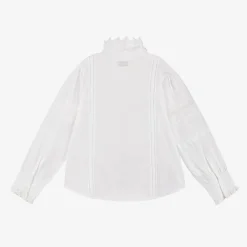 Zadigamp;Voltaire Girls White Cotton Lace & Ruffle Blouse New