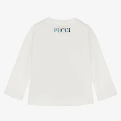 PUCCI Girls White Cotton Onde Top Discount