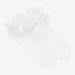 Story Loris Girls White Cotton Ruffles Socks New