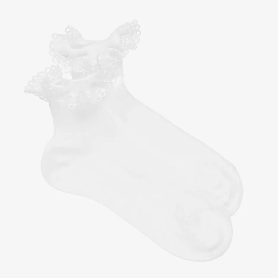 Story Loris Girls White Cotton Ruffle Socks Outlet