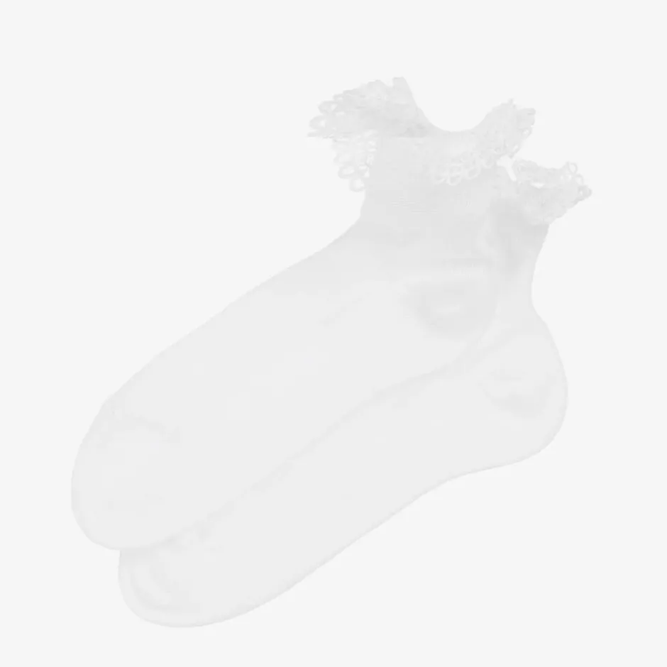 Story Loris Girls White Cotton Ruffle Socks Outlet