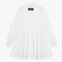MSGM Girls White Cotton Ruffle Shirt Dress Best