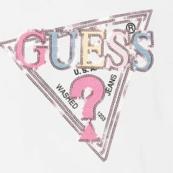 Guess Girls White Cotton Sequin Top Clearance