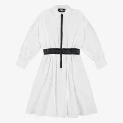 KARL LAGERFELD KIDS Girls White Cotton Shirt Dress Sale