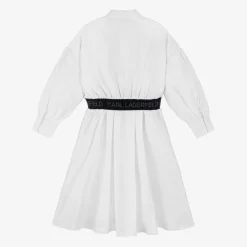 KARL LAGERFELD KIDS Girls White Cotton Shirt Dress Sale